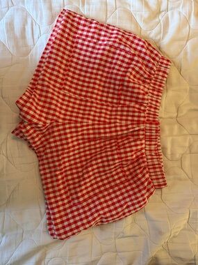 Red Gingham Women’s Elastic-Waist Shorts